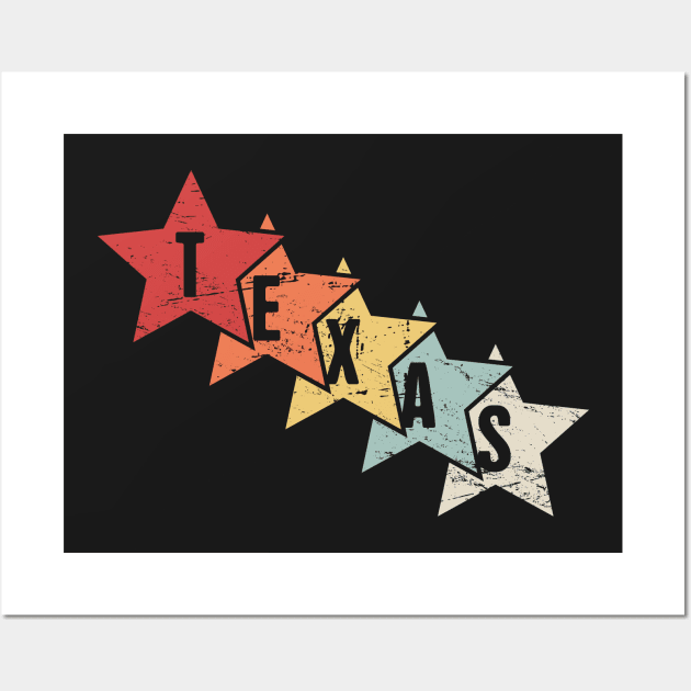 Retro 70s Texas Stars Wall Art by MeatMan